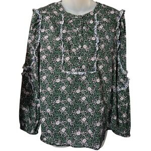 J Crew Womens Medium Liberty‎ Fabric Floral Ruffle Top Blouse Cottagecore